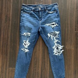 American Eagle Outfitters Women's Ripped Blue Skinny Jeans